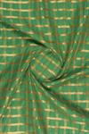 Sea Green Chanderi Cotton Silk With Gold Checks